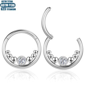 G23 Titanium Alloy Nose Ring Earring Internal Thread Cluster Zircon Seamless Ring Septum Jewelry