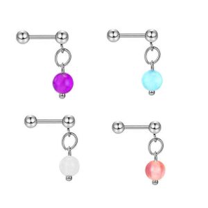 Peach Pink Candy Star Ear Bone Stud Round Bead Earring 2023 Trend Horse Steel Piercing