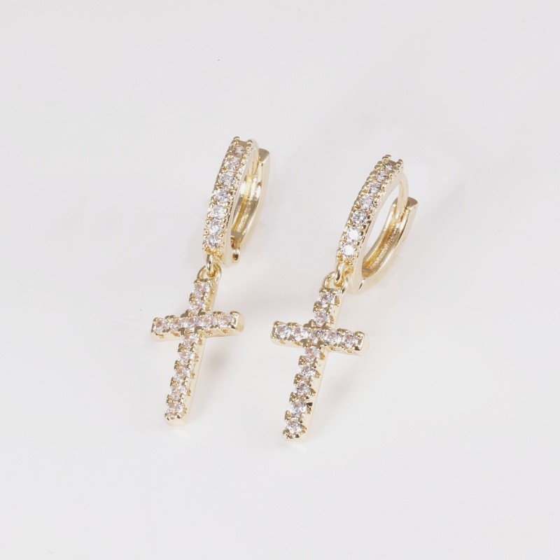 European American Luxury Zircon Love Star Cross Wings Ear Buckle Suit - Gold Earrings for Women - Image 5