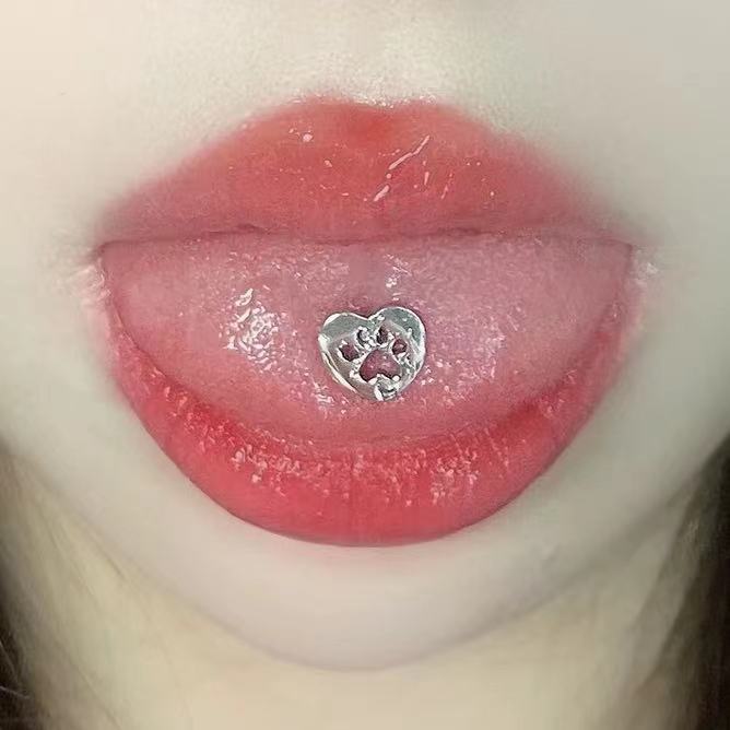 Bear Claw Tongue Barbell 14G External Thread Titanium Steel Tongue Ring Cute Girl Tongue Piercing Jewelry - Image 2