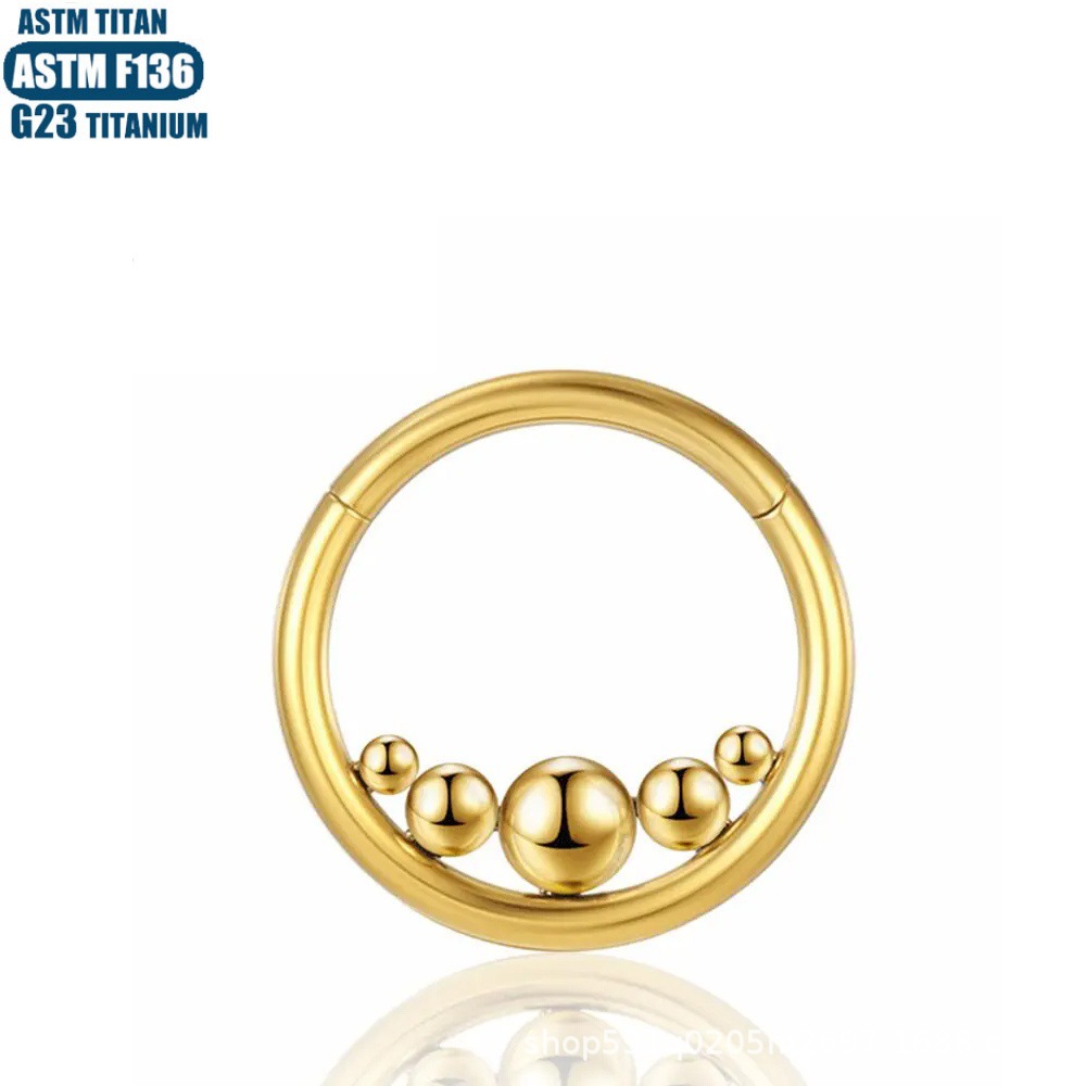 F136 Titanium Hinge Nose Ring Seamless Hoop Cartilage Earring Inner Welding Ball - Image 2