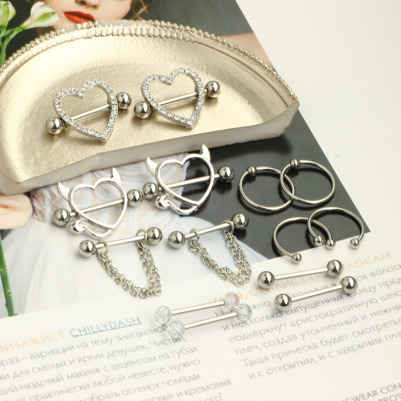Amazon's Best-Selling New 7-Pair Breast Ring Set - Rose Gold Stainless Steel Body Piercing Jewelry - Image 2