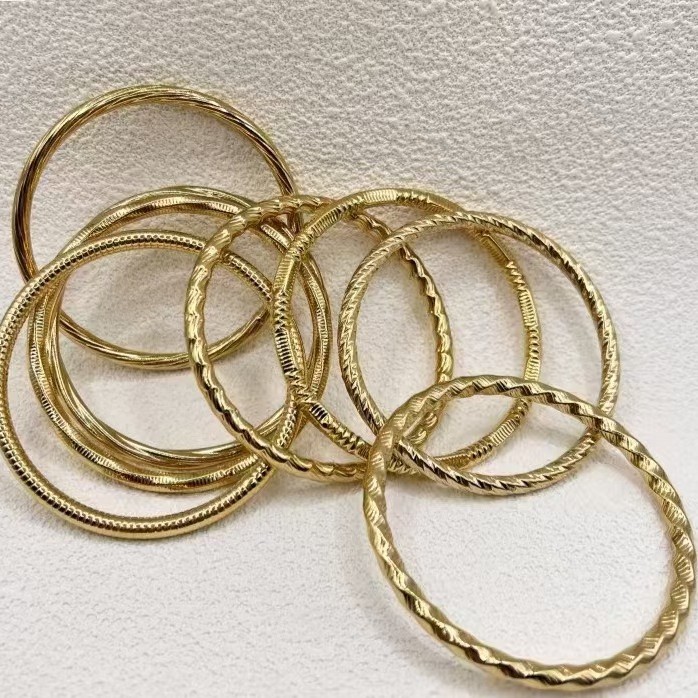 Gold Hollow Design Stainless Steel Bangle Bracelet for Women - Image 2