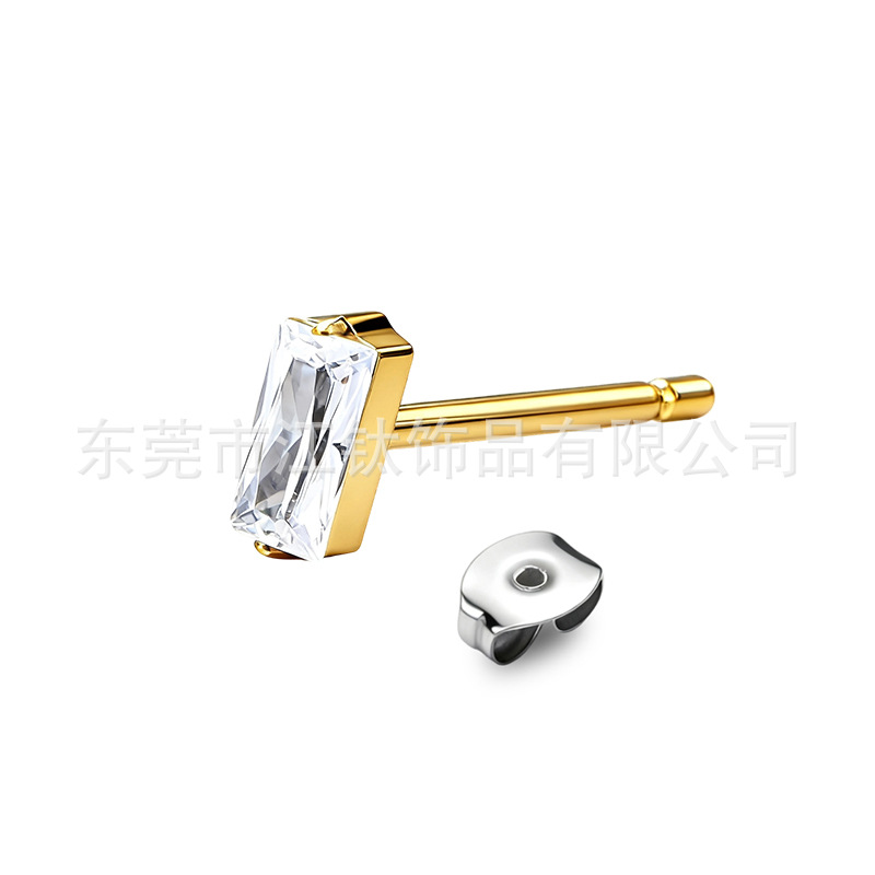 G23 Titanium ASTM F136 Ear Bone Nail Square Inlaid Zircon Butterfly Buckle Body Piercing Earring - Image 5