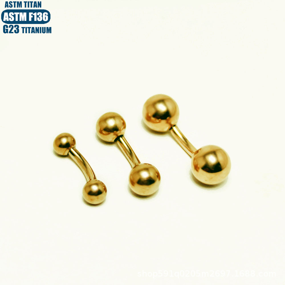 F136 Titanium Alloy 14G Internally Threaded Curved Barbell Eyebrow Ring Rose Gold 5mm Ball Ends Body Piercing Jewelry - Image 3