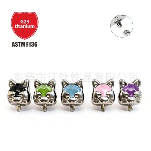 Jiangtai F136 Titanium Alloy Cat Face Oil Drip Cross-Border G23 Titanium Alloy Body Piercing Jewelry Earrings Cartilage Stud