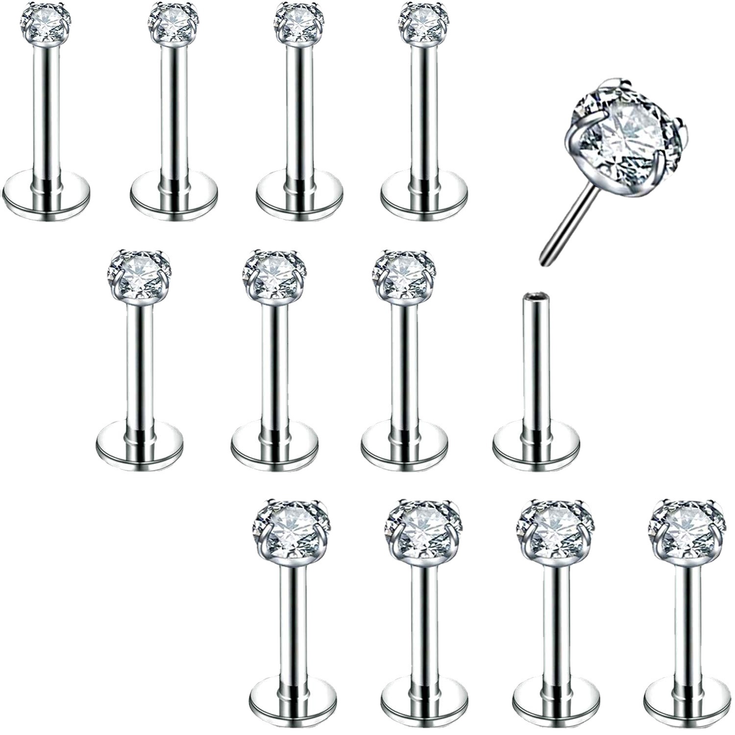 F136 Titanium Flat Bottom Labret Stud Lip Piercing Jewelry Small Base G23 Titanium Alloy 16G 11mm - Image 5