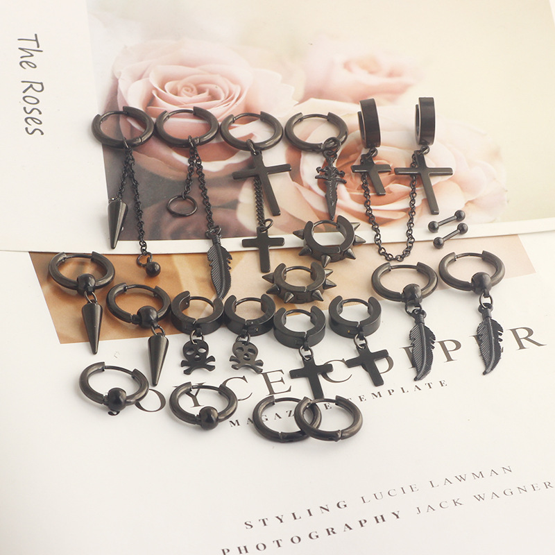 Fashion Titanium Steel Punk Earrings Stainless Steel Ear Jewelry Men Women Heart - Image 5