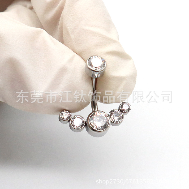 F136 Titanium Navel Ring with G23 Titanium Alloy Cylinder Inlaid 5A Cubic Zirconia Belly Button Piercing Jewelry - Image 3