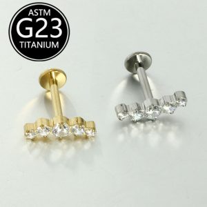 G23 Titanium Alloy Zircon Lip Labret Stud 16G Ear Cartilage Piercing Jewelry