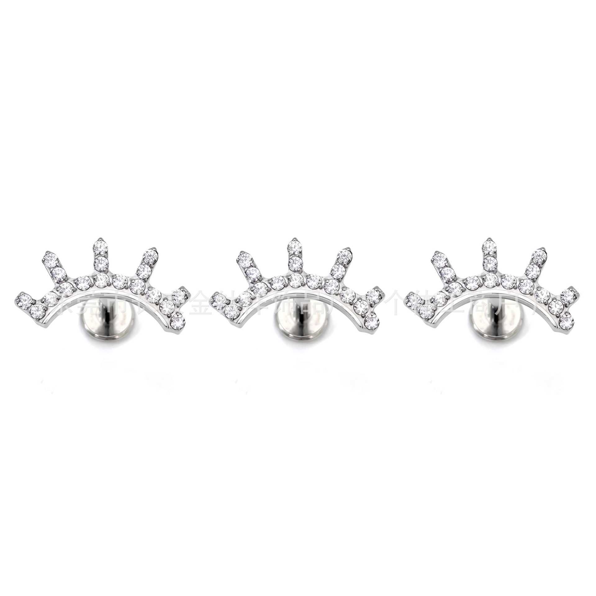 F136 Titanium New Geometric Zircon Earrings Cochlear Nail Ear Bone Nail G23 Titanium Alloy Body Piercing Jewelry - Image 2