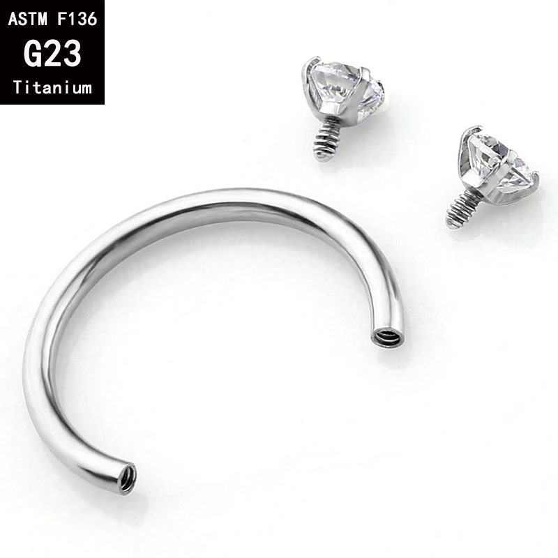 G23 Titanium Internal Thread Horseshoe Septum Ring 14G 14mm F136 Titanium Alloy C-Shaped Nose Ring - Image 3