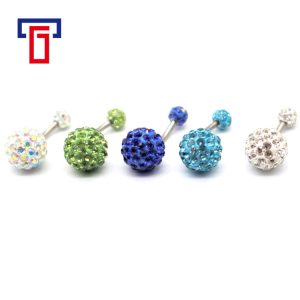 G23 Titanium Alloy Curved Barbell Double-Ended Soft Clay Earring Mud Drill Navel Ring Body Piercing Jewelry Handmade