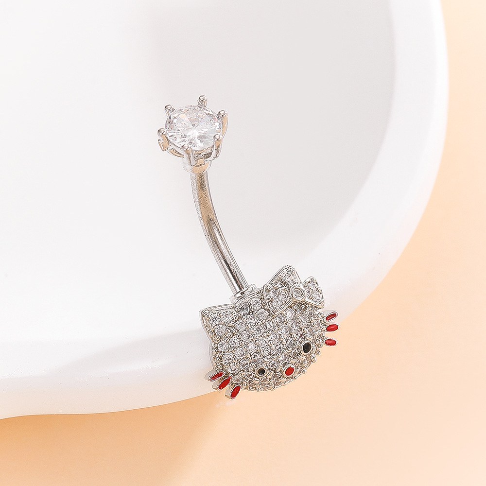 Hello Kitty Navel Button Belly Ring Cartoon Cute Girl Gold Copper Fashion Piercing Jewelry - Image 5
