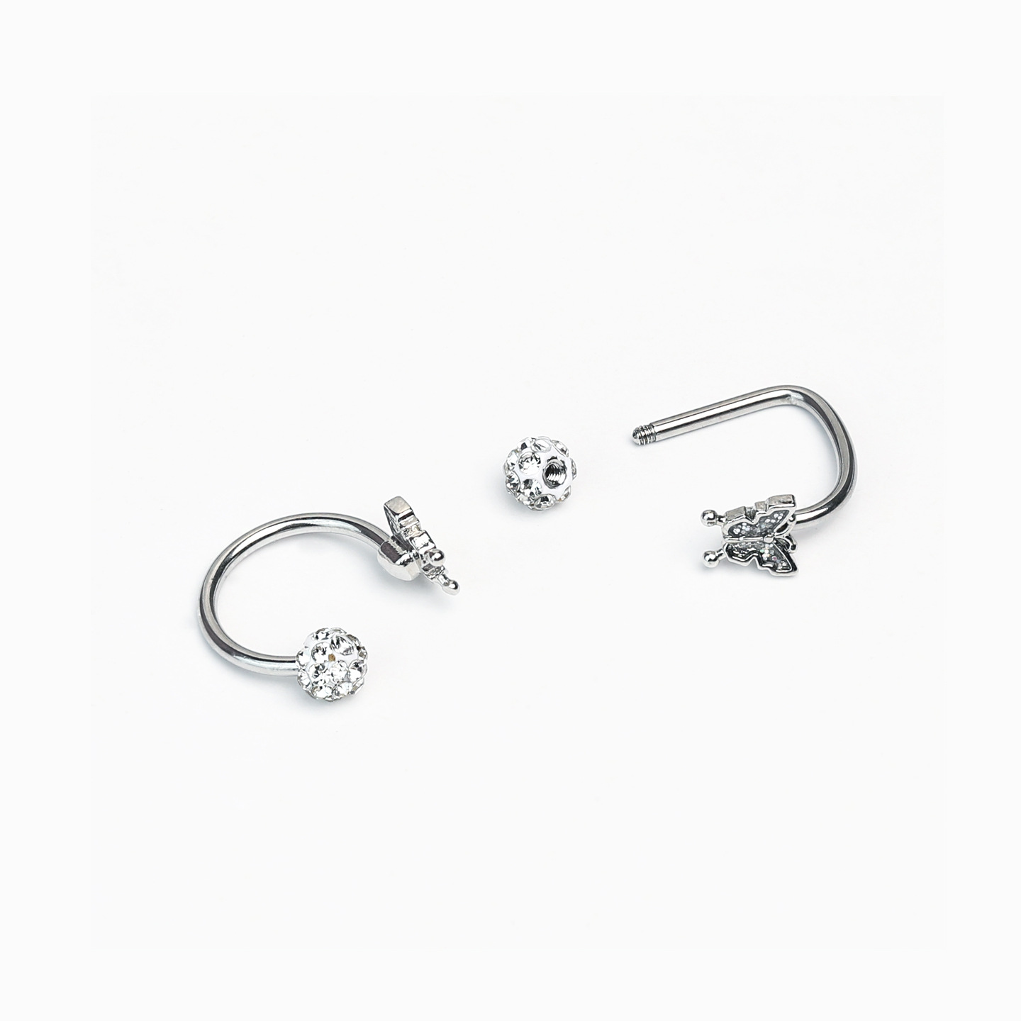 Fine Glitter Silver Butterfly Lip Ring C-Ring D-Ring Sparkling Mud Ball Ear Bone Ring Lip Stud Hot Girl Style Piercing Jewelry - Image 5