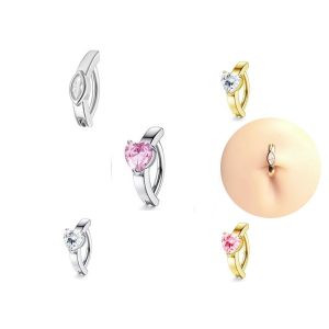 New Fashion Heart Butterfly Belly Button Ring Stainless Steel Zircon Navel Piercing Jewelry