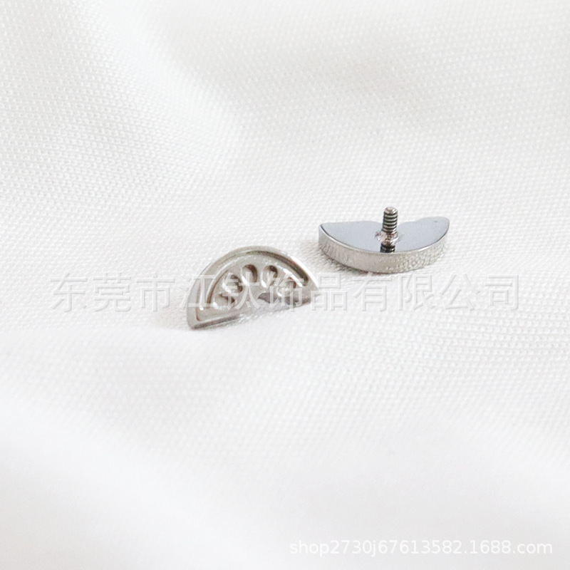 F136 Titanium Stud Earrings Watermelon Internal Thread Pin Lip Nail Cross-Border G23 Titanium Alloy Body Piercing Jewelry Ear Bone Nail - Image 2
