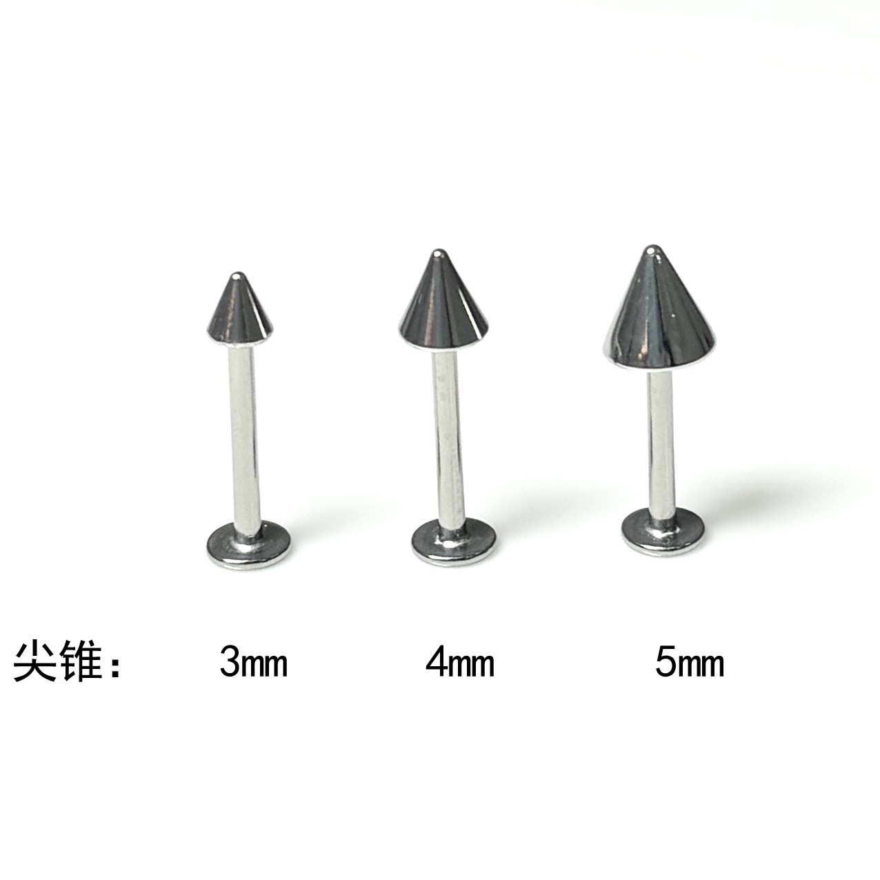 316L Titanium Steel Pointed Cone Lip Nail Devil Nail External Thread Ear Bone Nail Dimple Nail Piercing Straight Nail Cross-Border Wholesale - Image 4