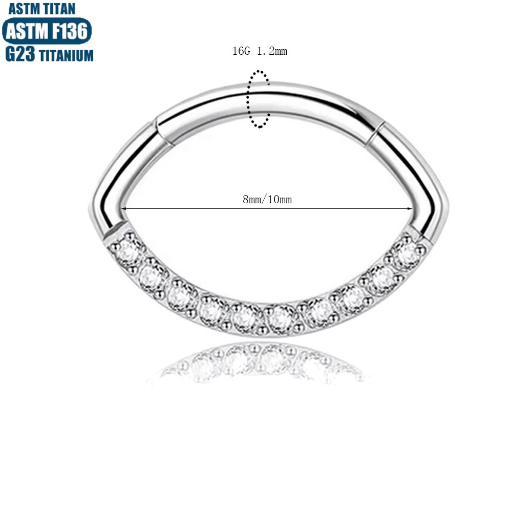 Fashion OL Zircon Nose Ring Hinge Earring Seamless Ring 1.2x10mm Titanium Alloy Septum Nasal Jewelry - Image 4