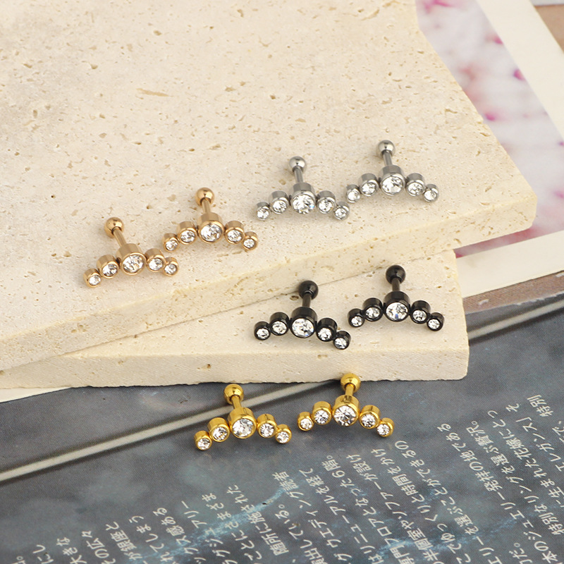European American Stainless Steel Star CZ Earrings – 4 Colors Body Piercing Jewelry - Image 2