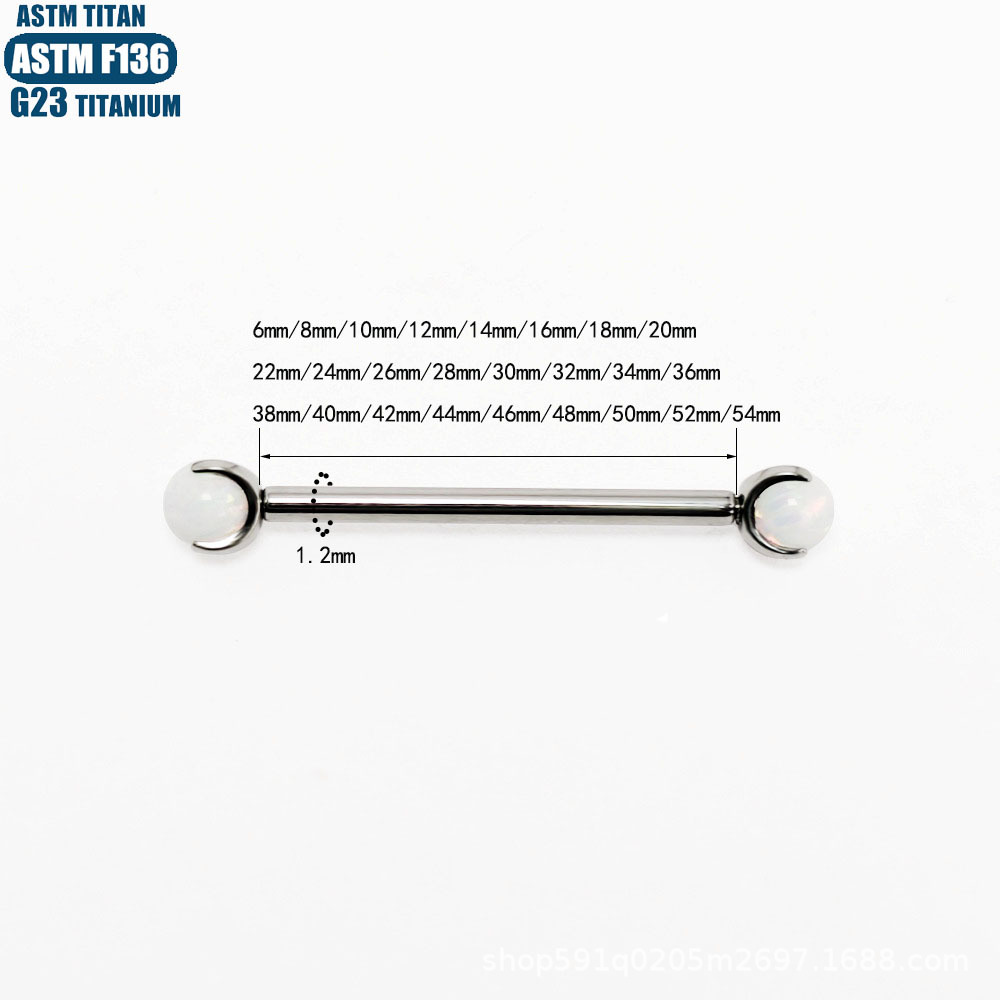 F136 Titanium Opal Lip Tongue Barbell 16G Internally Threaded Body Piercing Jewelry Straight Bar - Image 3