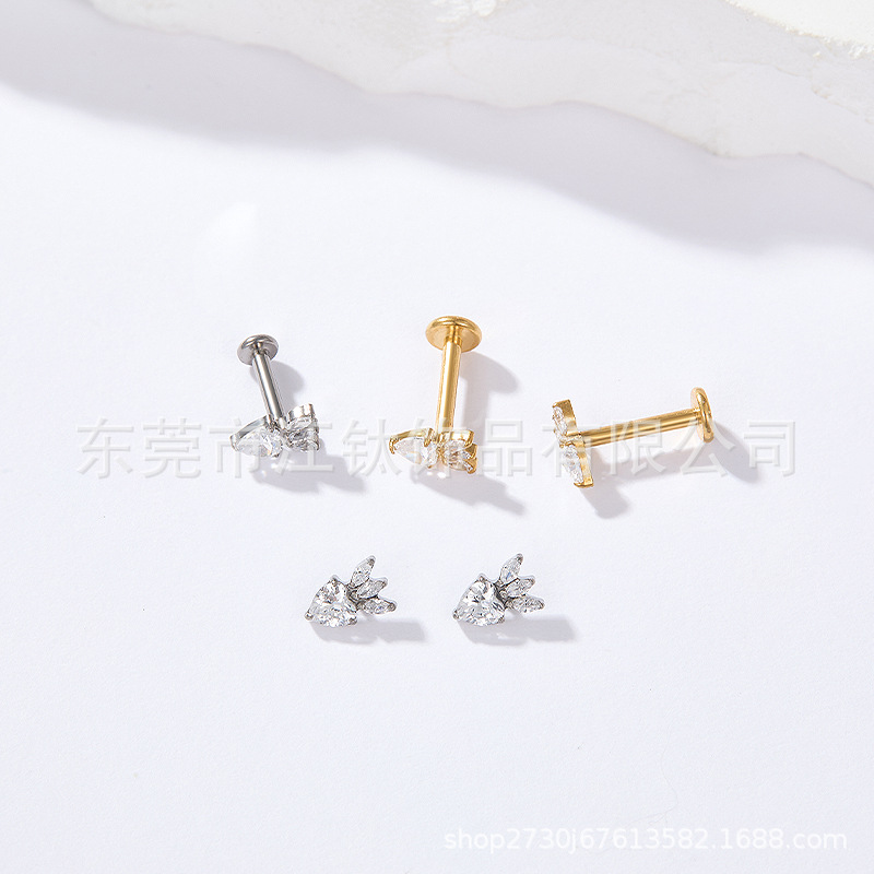 G23 Titanium Ear Bone Nail Radish Inlaid Zircon Fruit Shape Cartilage Stud Earring - Image 3