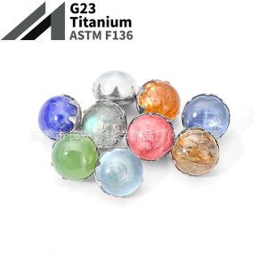 F136 Titanium Serrated Edge Natural Stone Flat-Bottom Lip Stud Tongue Earring - G23 Titanium Alloy Body Jewelry