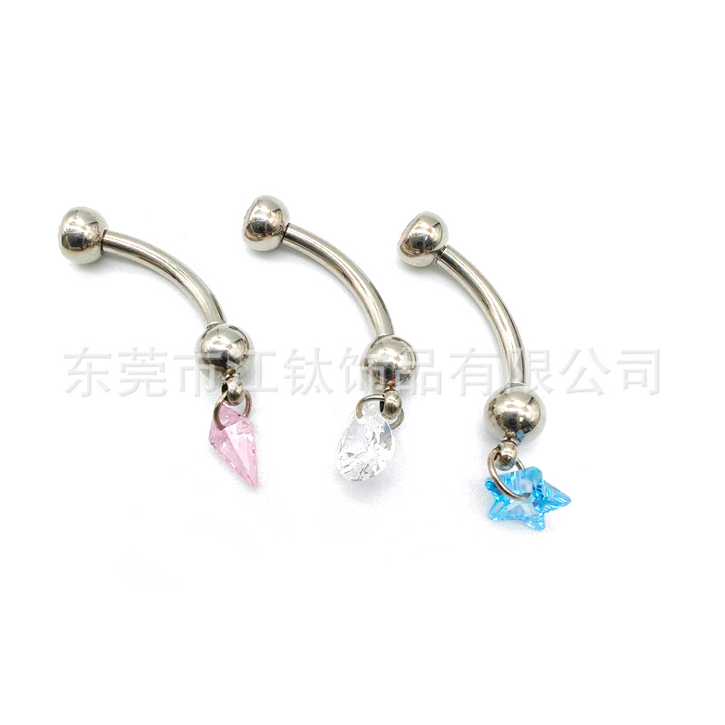 G23 Titanium Navel Ring Dangle Star Kite Stone Belly Button Piercing Jewelry - Image 5