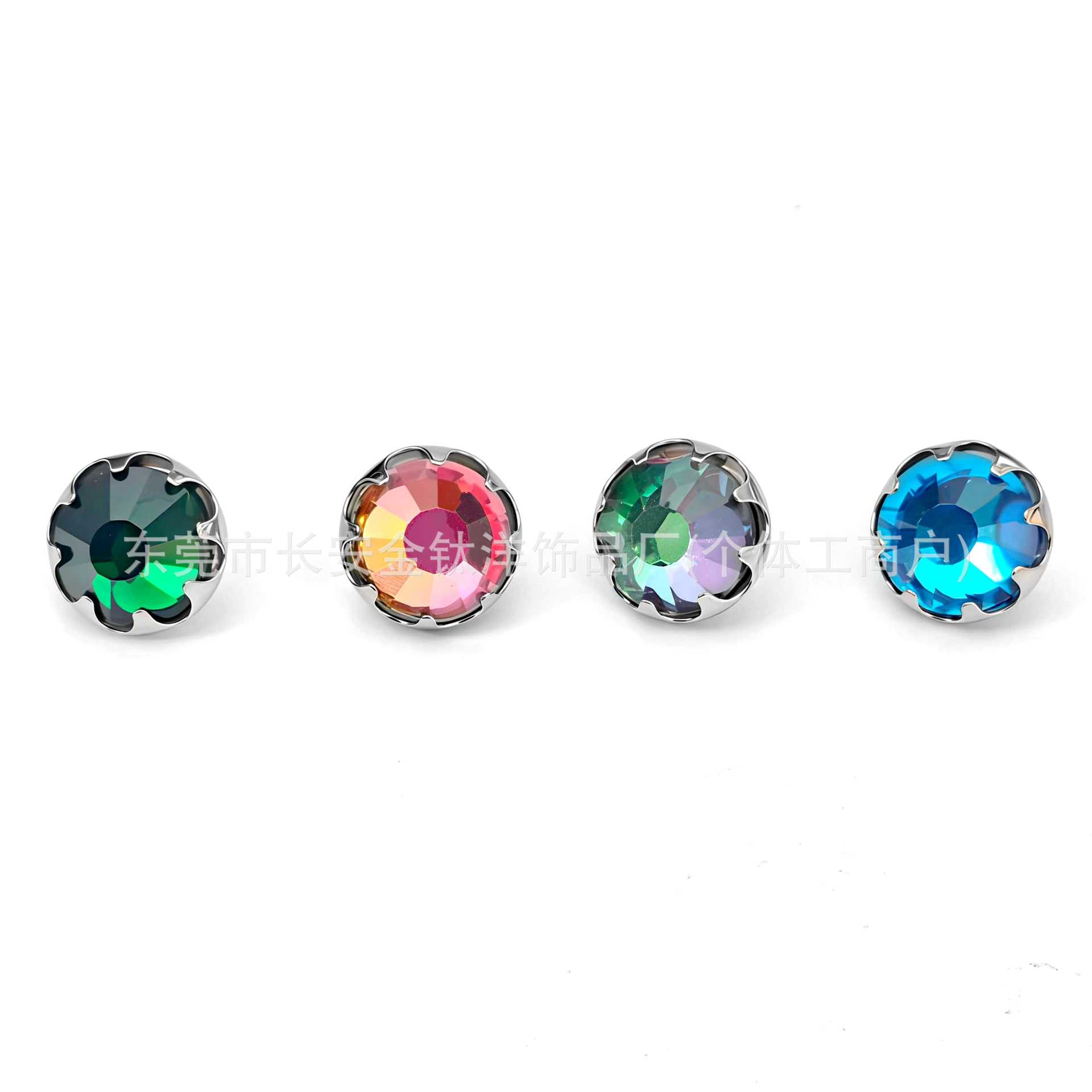 F136 Titanium Serrated New Czech Diamond-Inlaid Lip Studs, Ear Studs, Navel Studs, G23 Titanium Alloy Piercing Jewelry - Image 4