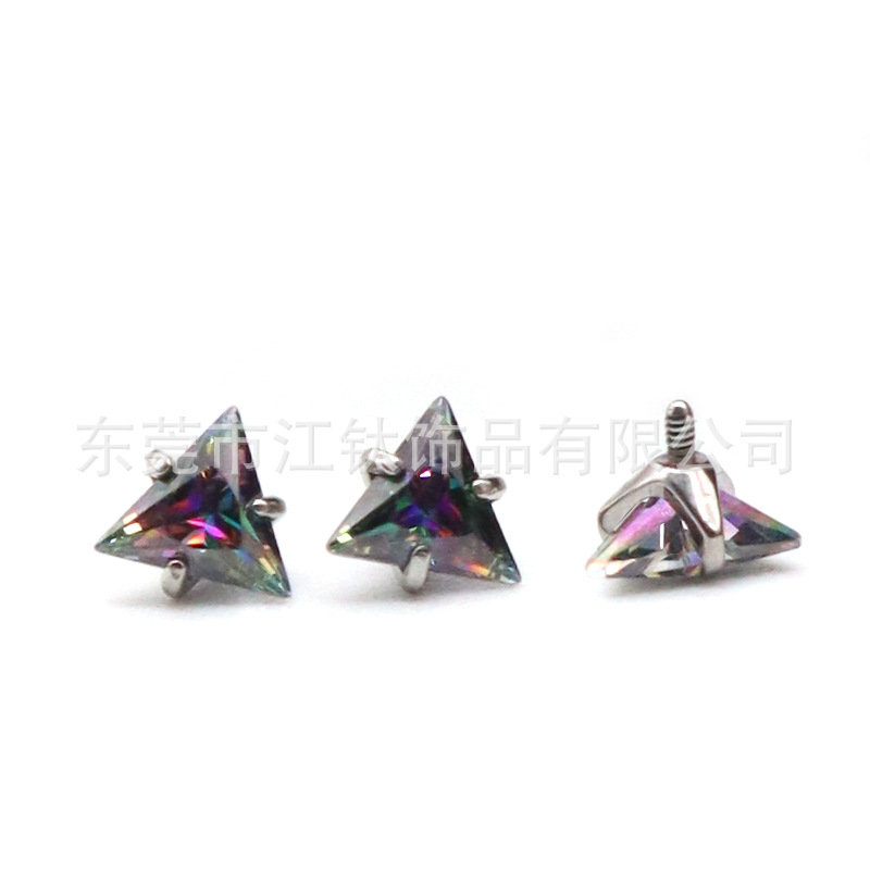F136 Titanium Labret Lip Ring Triangular Zircon Claw Set 5A CZ G23 Titanium Alloy Piercing Jewelry Ear Cartilage Stud - Image 3