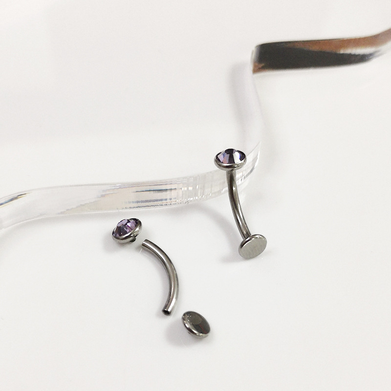 F136 Titanium Navel Ring with Czech Czech Blossom Flat Bottom G23 Titanium Alloy Body Piercing Suspension Belly Ring - Image 2