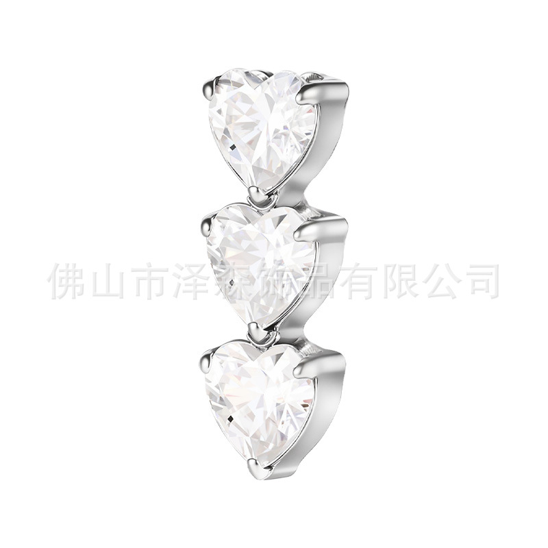 F136 Titanium Heart Inlaid Zircon Ear Stud Lip Nail Body Piercing Jewelry - Image 4