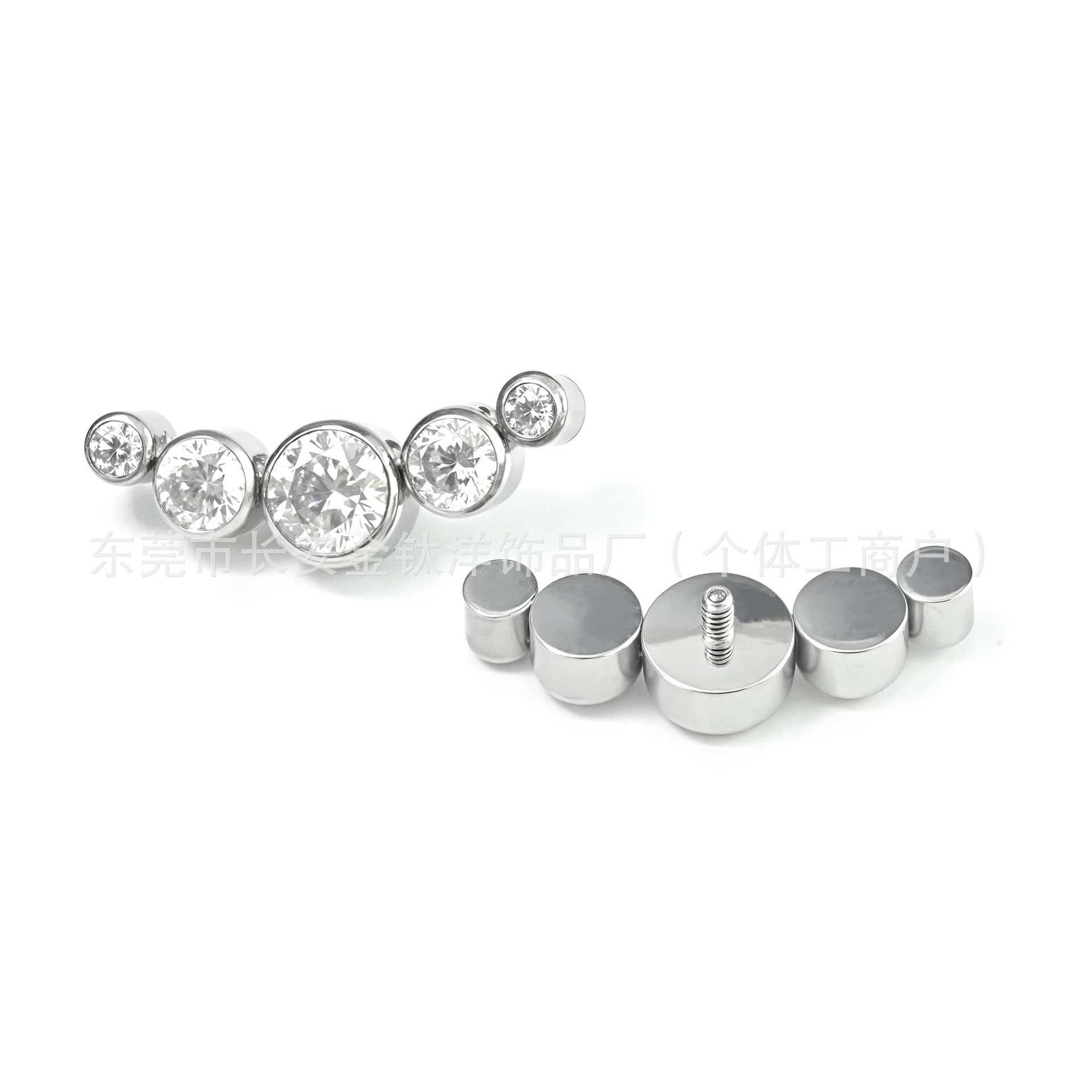 F136 Titanium Alloy Internally Threaded Czech Crystal Ear Studs, Lip Studs, Belly Button Studs, G23 Titanium Piercing Jewelry - Image 4
