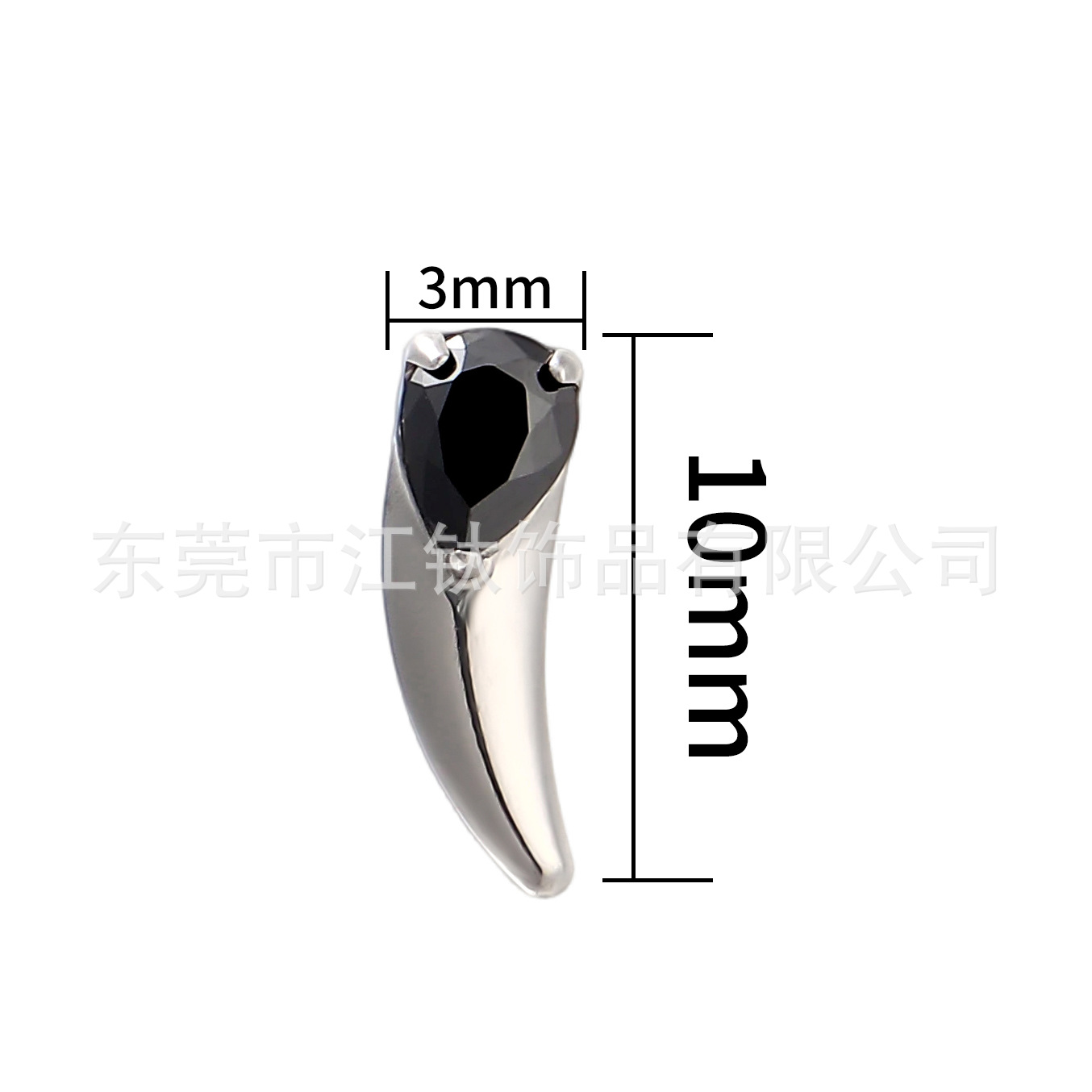 Wolf Tooth Inlaid Water Drop Zircon G23 Titanium Alloy Cartilage Earring Ear Piercing Jewelry - Image 2