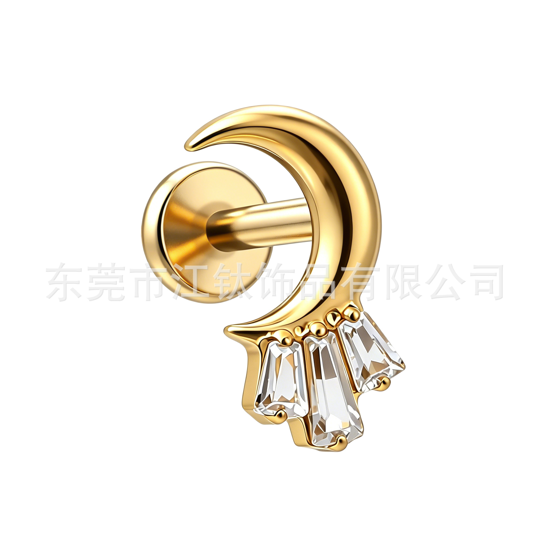 JT1118 G23 Titanium Alloy Cross Moon Lip Stud Ear Bone Stud Body Piercing Jewelry - Image 5
