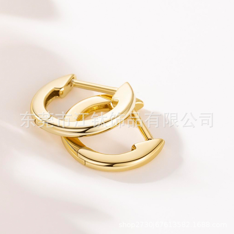 G23 Titanium D-Shaped Straight Needle Earrings ASTM F136 Alloy Simple Plain Hoop Ear Bone Nails - Image 4