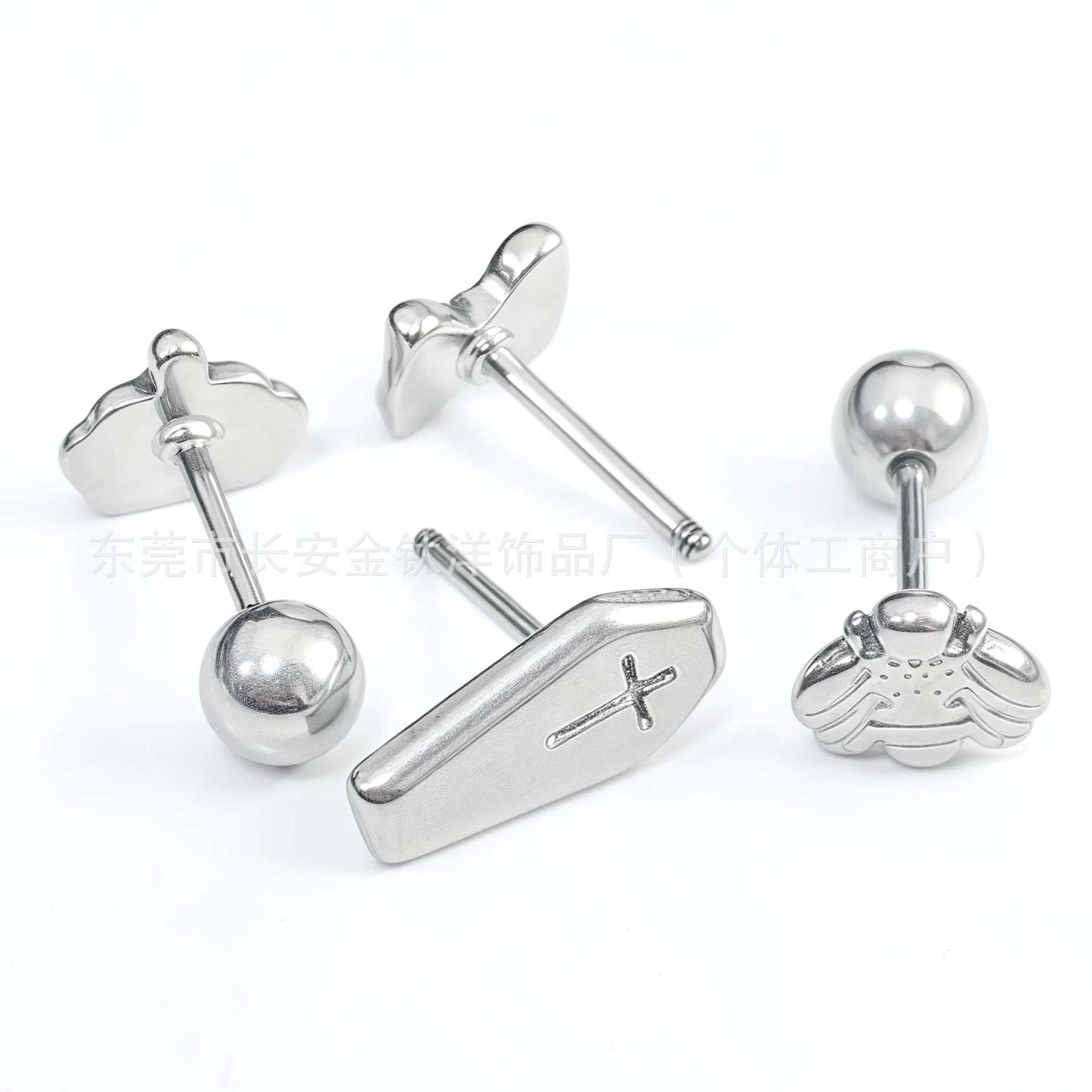 F136 Titanium External Thread Bow Yellow Crown Lip Stud Ear Stud - 0.8mm G23 Titanium Piercing - Image 2