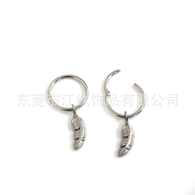 F136 Titanium Feather Earrings Nose Rings Anodized Ear Studs G23 Titanium Alloy Body Piercing Jewelry Closed Type - Image 5