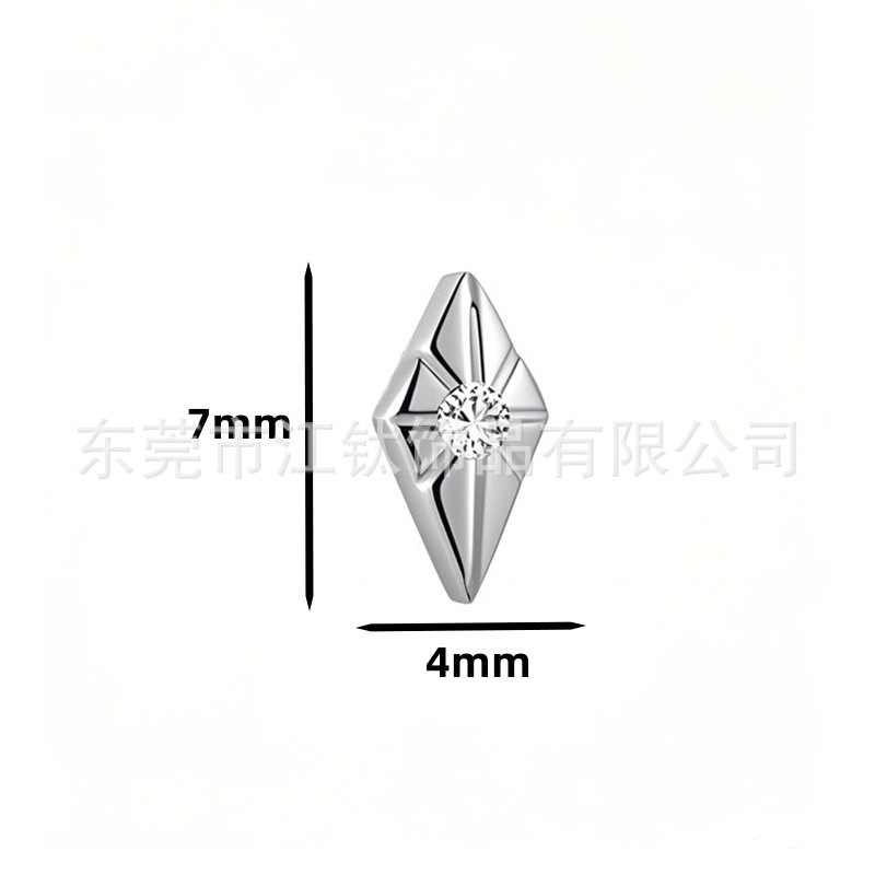 G23 Titanium Ear Bone Nail Rhombus Zircon Cross-Border Hot Selling Body Piercing Jewelry Ear Nail - Image 5