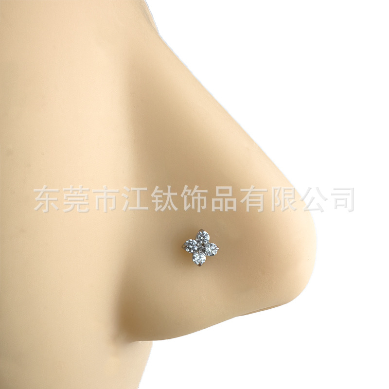 F136 Titanium Four-Leaf Clover Sea Urchin Star Nose Nail S Rod L Rod Nose Ring Body Piercing Jewelry - Image 2