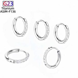 F136 Titanium Alloy Flash Diamond Earrings G23 Coil with Diamond Earrings Earrings Nose Ring Body Piercing Jewelry
