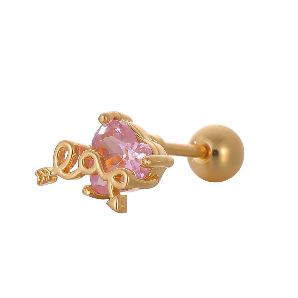 Flash Diamond Love Wings Series Titanium Steel Zircon Ear Cartilage Stud Heart Shape Belly Ring for Women - Image 2