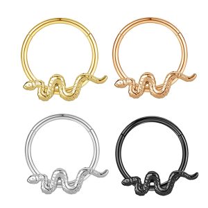 Star Snake Ring Nose Clip Nose Stud Ear Bone Earring Cartilage Hoop Body Piercing Jewelry Rose Gold Stainless Steel