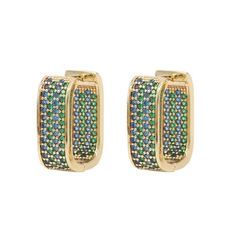 Light Luxury Micro-Inlaid Zircon Geometric Ear Cuffs U-Shape Ear Hoops for Women - Image 5