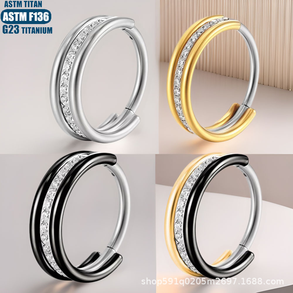 G23 Titanium Alloy Nose Ring Seamless Open Ring Middle Diamond Zircon CZ Septum Ring Ear Piercing Jewelry Fashion OL - Image 4
