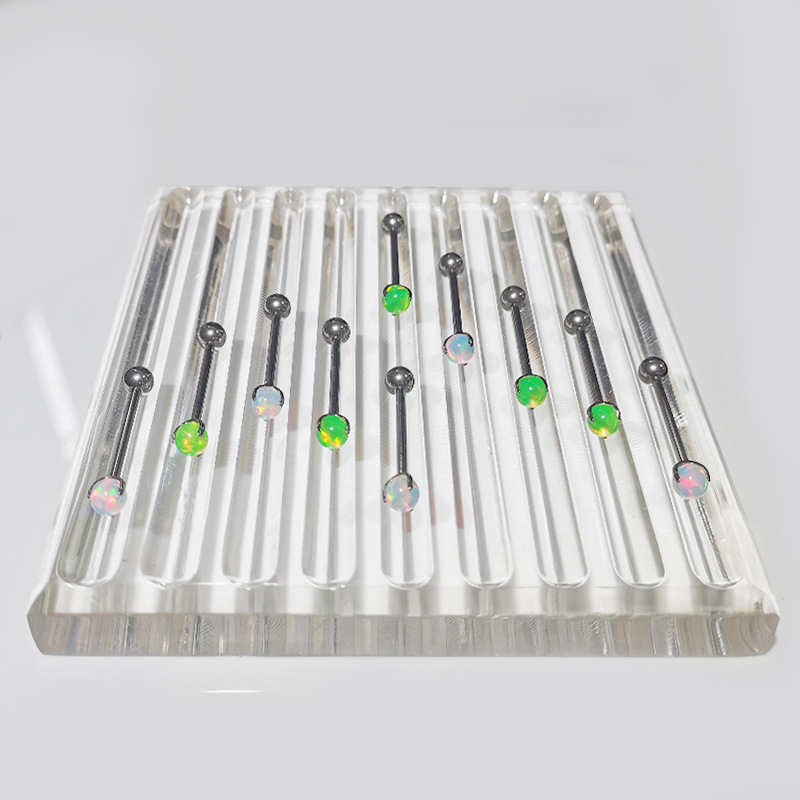 F136 Tongue Nail Aurora Opal Internal Thread Straight Barbell Three Claw Ball G23 Titanium Alloy Piercing Jewelry Jelly Opal Ball - Image 3