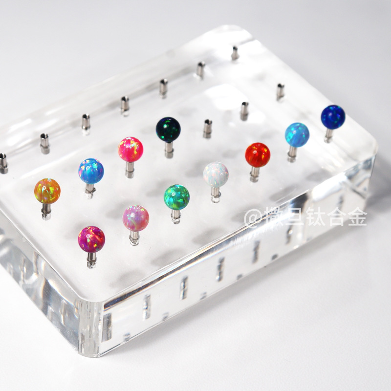 F136 Implantable Titanium Alloy Opal Tongue Barbell internally Threaded Drinkable Anodized Piercing Jewelry - Image 2