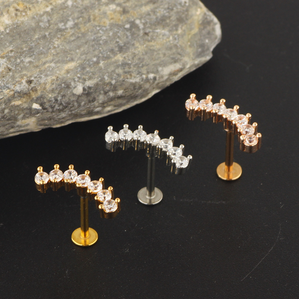 Zircon Stainless Steel Ear Bone Nail Screw Earrings Piercing Jewelry Ear Nail Lip Nail Lip Ring Body Piercing - Image 3