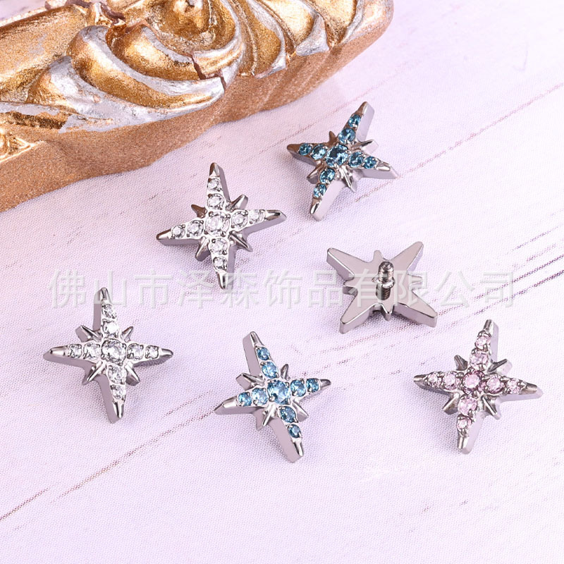ASTM F136 Titanium Alloy Eight-Pointed Star Ear Stud Replacement Parts G23 Star Lip Stud Eyebrow Stud Tongue Stud Piercing Jewelry - Image 2