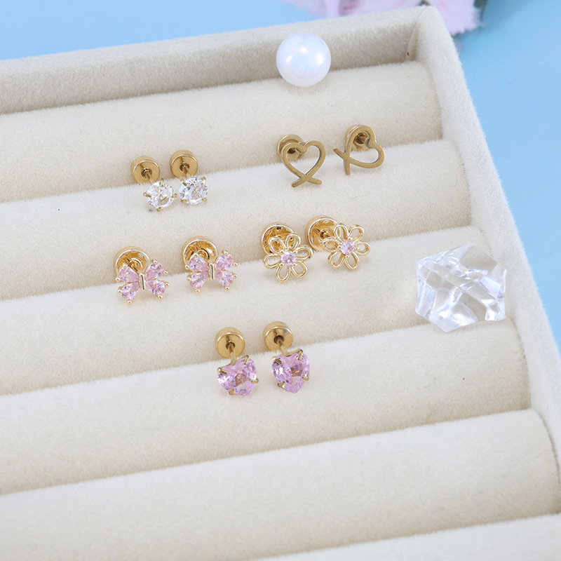 10PCS Stainless Steel Earring Set - Heart Flower Ear Bone Studs, Piercing Jewelry for Men Women - Image 4